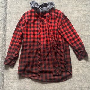 Vici Collection Buffalo plaid hooded cardigan